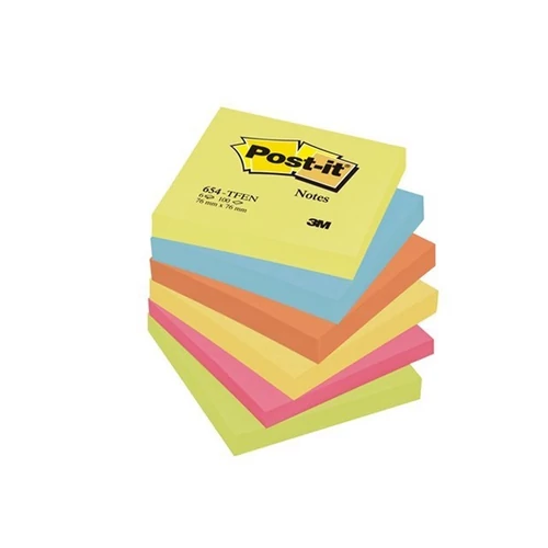 3M POSTIT Öntapadó jegyzettömb, 76x76 mm, 100 lap, , energikus színek