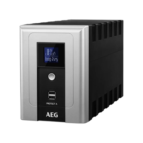AEG UPS Protect A. (3+1 IEC13) 1200VA (720 W) LINE-INTERACTIVE szünetmentes, torony, LCD - USB/RS232, +DIN-adapter