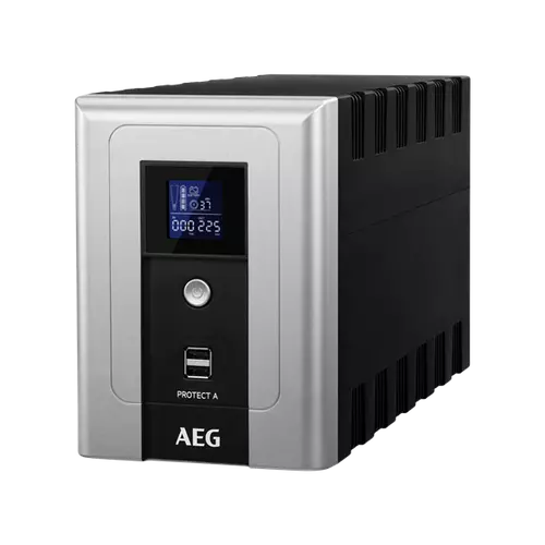 AEG UPS Protect A. (3+1 IEC13) 1600VA (500 W) LINE-INTERACTIVE szünetmentes, torony, LCD - USB/RS232, +DIN-adapter