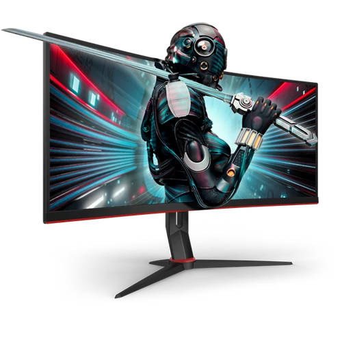 AOC ívelt Gaming 144Hz VA monitor 34" CU34G2X/BK, 3440x1440, 21:9, 300cd/m2, 1ms, 2xHDMI/DP/4xUSB/Audio out, FreeSync