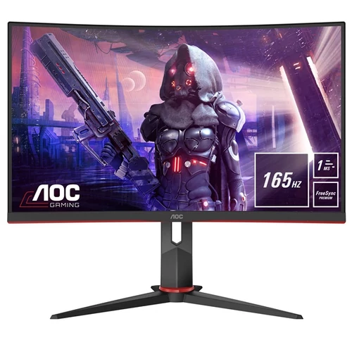 AOC ívelt Gaming 165Hz monitor 27" C27G2U/BK, 1920x1080, 16:9, 250cd/m2, 1ms, 2xHDMI/DP/VGA/Audio/4xUSB, Pivot, FreeSync