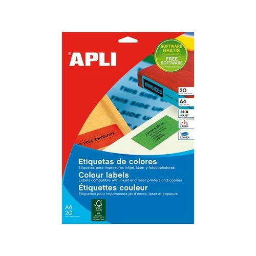 APLI Etikett, 105x148 mm, színes, , sárga, 80 etikett/csomag