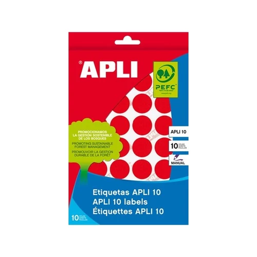 APLI Etikett, 16 mm kör, kézzel írható, színes, , piros, 432 etikett/csomag