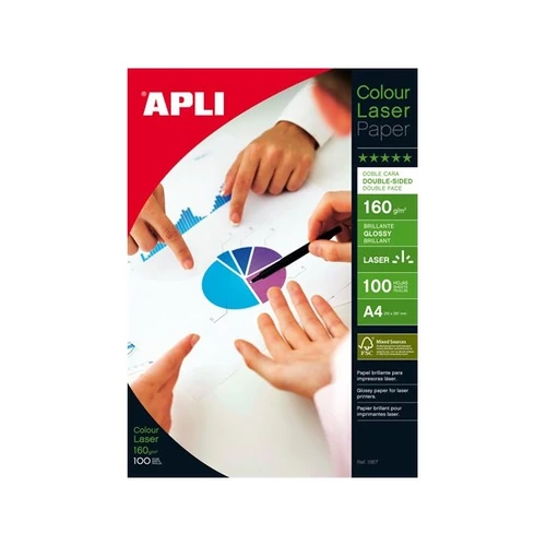 APLI Fotópapír, lézer, A4, 160 g, fényes, kétoldalas,"Premium Laser"
