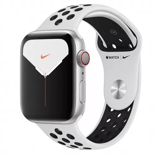 APPLE Watch Nike Series 5 GPS + Cellular, 44mm Silver Alu. Case with Pure Plat./Black Nike Sport Band - S/M & M/L - 2020