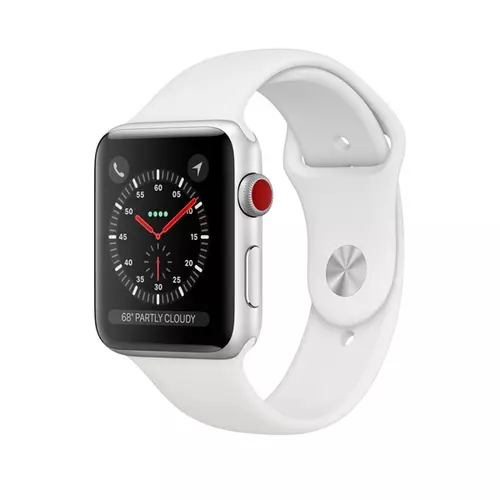 APPLE Watch Series 3 GPS + Cellular, 38mm Silver Aluminium Case with White Sport Band - 2020
