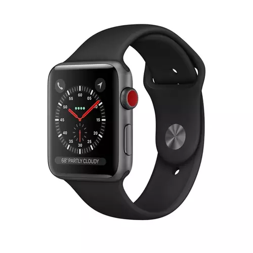 APPLE Watch Series 3 GPS + Cellular, 38mm Space Grey Aluminium Case with Black Sport Band - 2020