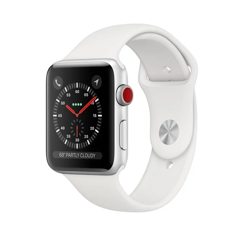 APPLE Watch Series 3 GPS + Cellular, 42mm Silver Aluminium Case with White Sport Band - 2020