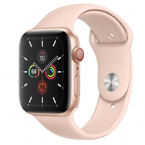 APPLE Watch Series 5 GPS + Cellular, 44mm Gold Aluminium Case with Pink Sand Sport Band - S/M & M/L - 2020
