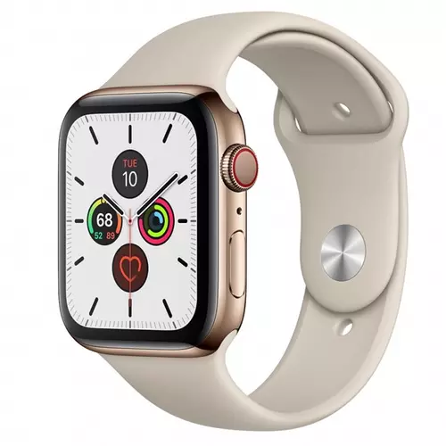 APPLE Watch Series 5 GPS + Cellular, 44mm Gold Stainless Steel Case with Stone Sport Band - S/M & M/L - 2020