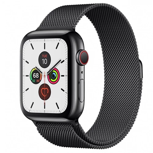 APPLE Watch Series 5 GPS + Cellular, 44mm Space Black Stainless Steel Case with Space Black Milanese Loop - 2020