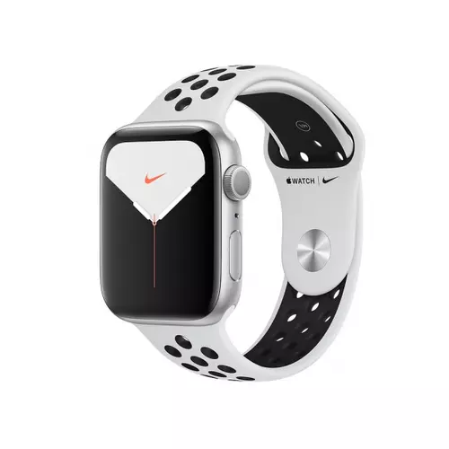 Apple Watch Nike Series 5 GPS, 44mm Silver Aluminium Case with Pure Platinum/Black Nike Sport Band - S/M & M/L - 2019
