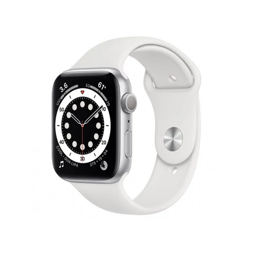 Apple Watch S6 GPS, 44mm Silver Aluminium Case with White Sport Band - Regular