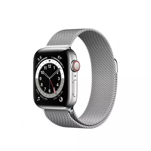 Apple Watch S6 GPS + Cellular, 40mm Silver Stainless Steel Case with Silver Milanese Loop