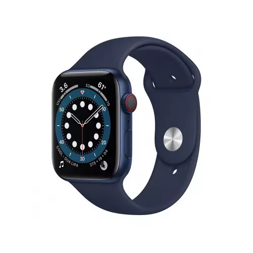 Apple Watch S6 GPS + Cellular, 44mm Blue Aluminium Case with Deep Navy Sport Band - Regular