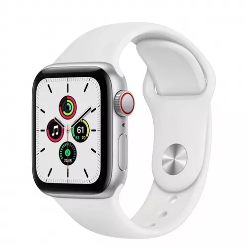Apple Watch SE GPS + Cellular, 40mm Silver Aluminium Case with White Sport Band - Regular