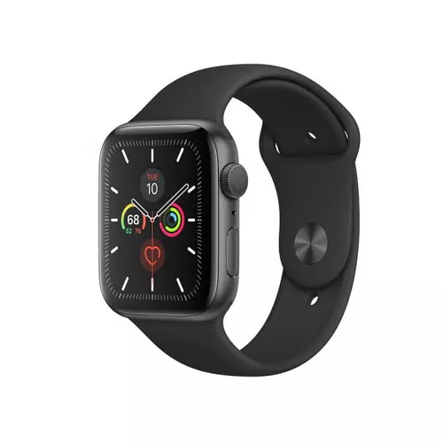 Apple Watch Series 5 GPS, 44mm Space Grey Aluminium Case with Black Sport Band - S/M & M/L - 2019