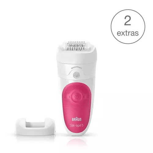 BRAUN Silk-épil 5 5/500 SensoSmart™ epilátor, málnapiros – vezeték nélküli Wet&Dry epilátor kezdőkészlet 2 kiegészítővel
