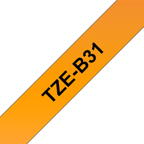 BROTHER szalag TZe-B31, Fluoreszkáló narancs alapon Fekete, Laminált, 12mm  0.47", 5 méter