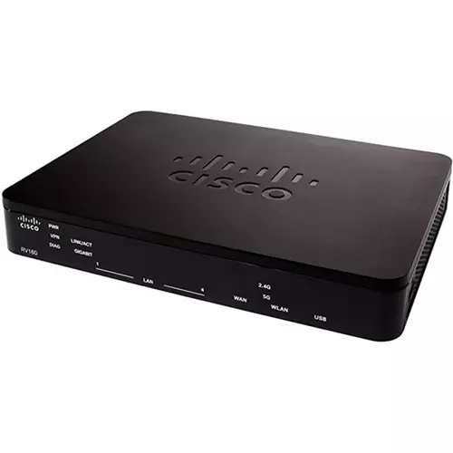 CISCO Vezetékes VPN Router 4x1000Mbps + 1x1000Mbps(WAN) + 1xGigabit kombó SFP, Menedzselhető, RV160-K9-G5