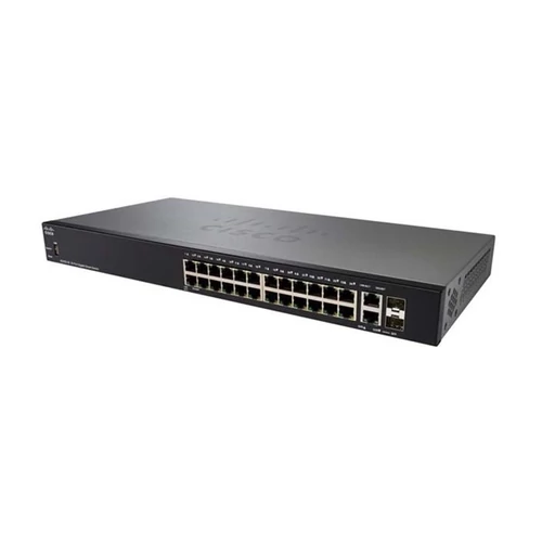 CISCO Switch 24x1000Mbps (24xPOE+) + 2xGigabit kombó SFP + 1xUSB, Fémházas Rackes, Menedzselhető, SG250-26P-K9-EU