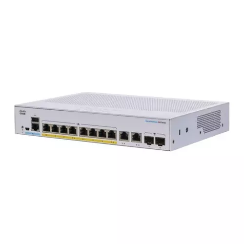 CISCO Switch 8x1000Mbps (8xPOE) + 2xGigabit SFP, Fémházas Rackes, Menedzselhető, CBS350-8P-2G-EU