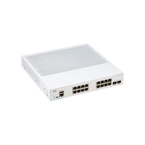 CISCO Switch 16x1000Mbps + 2xGigabit SFP, Fémházas Rackes, Menedzselhető, CBS350-16T-2G-EU