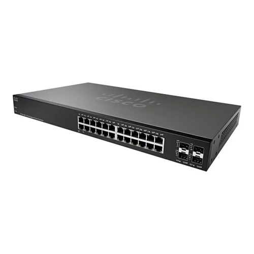 CISCO Switch 24x1000Mbps (24xPOE+) + 4x1000Mbps SFP, Fémházas Rackes, Menedzselhető, SG220-28MP-K9-EU