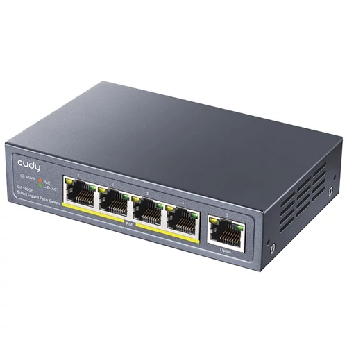CUDY Switch 4x1000Mbps (4xPOE+) + 1x1000Mbps Uplink, Fémházas Asztali, GS1005P