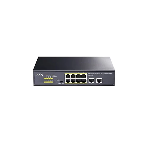 CUDY Switch 8x1000Mbps (8xPOE+) + 2x1000Mbps Uplink, Fémházas Asztali, GS1010P V2