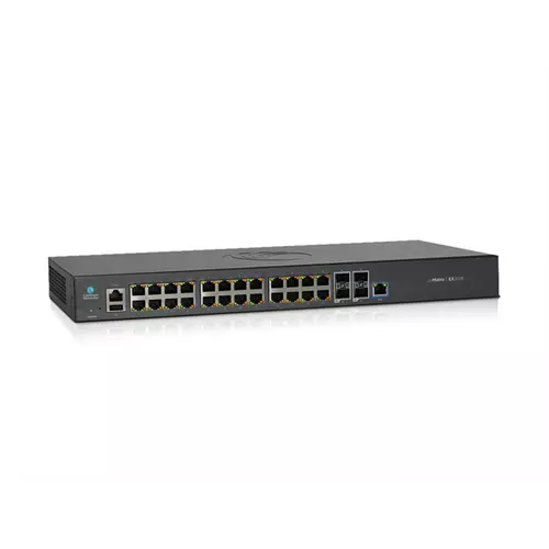 Cambium Networks, cnMatrix EX2028, Intelligent Ethernet Switch, 24 1G and 4 SFP+ fiber ports - L3, EU power cord