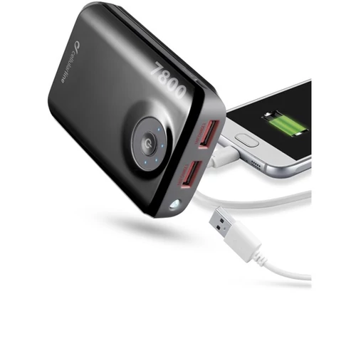 Cellularline külső akkumulátor, hordozható, FREEPOWER , 7800 mAh, 2xUSB, fehér