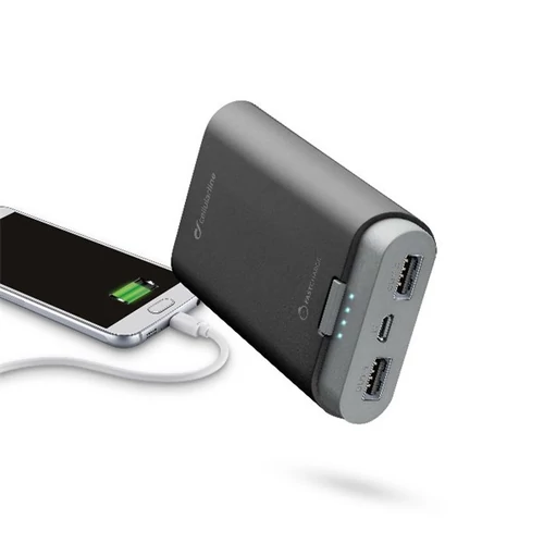 Cellularline külső akkumulátor, hordozható, FREEPOWER , 7800 mAh, 2xUSB, fekete