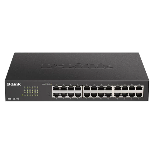 D-LINK Switch 24x1000Mbps Fémházas Menedzselhető Rackes, DGS-1100-24V2