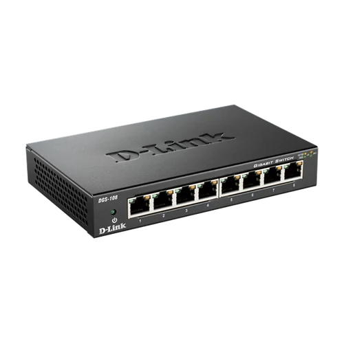 D-LINK Switch 8x1000Mbps Fémházas Asztali, DGS-108GL/E