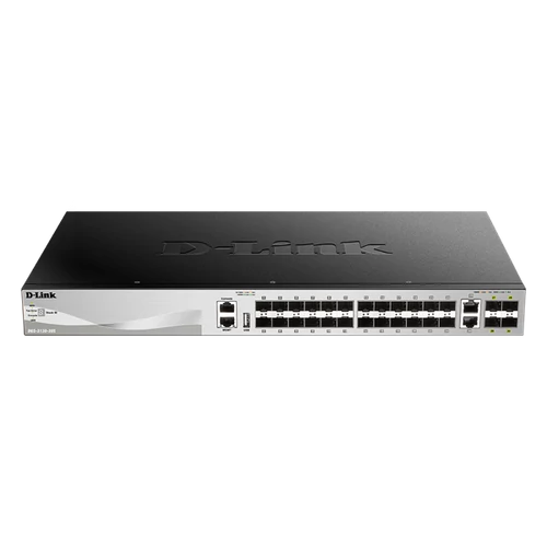 D-LINK Switch 24xGbitLan + 2xGigabit + 4xGigabit SFP+ 1xUSB Menedzselhető Rackes, DGS-3130-30S/SI