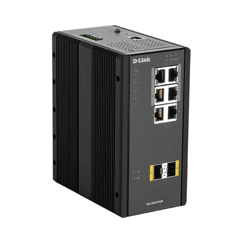 D-LINK Switch Ipari 6x1000Mbps (4xPOE) + 2xSFP Menedzselhető Rackes, DIS-300G-8PSW
