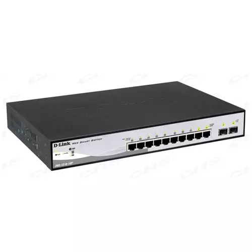 D-LINK Switch 8x1000Mbps (8xPOE) + 2xGigabit SFP Menedzselhető Rackes, DGS-1210-10P
