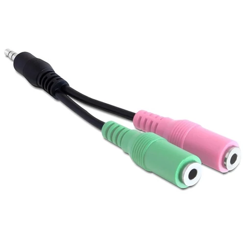 DELOCK Átalakító Headset Stereo jack 1x 3.5mm 4 pin male to 2x 3.5mm 3 pin female (OMTP)