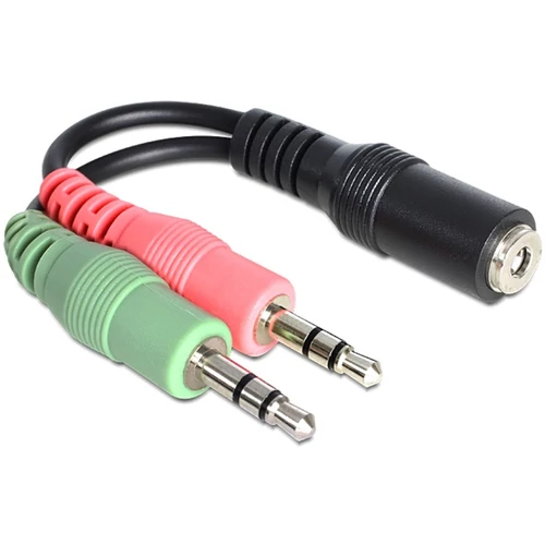 DELOCK Átalakító Headset Stereo jack 1x 3.5mm 4 pin female to 2x 3.5mm 3 pin male (CTIA)