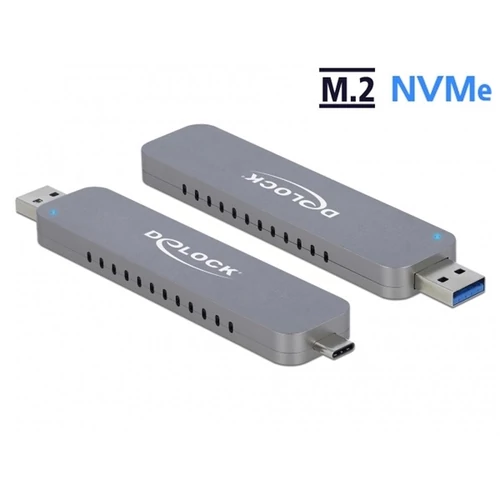 DELOCK Külső Ház M.2 NVMe PCIe SSD USB 3.1 Gen 2 Type-C és Type-A male