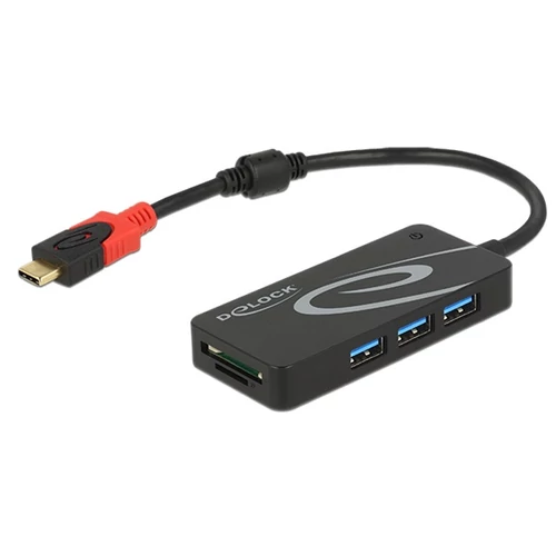 DELOCK USB 3.1 Gen 1 Type-C HUB 3x USB 3.0 Type-A + kártyaolvasó 2 slot