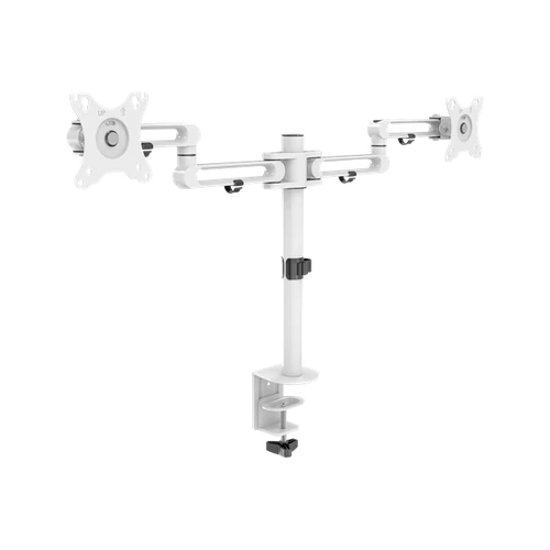 DELTACO GAMING Asztali konzol GAM-117-W, WA90 dual monitor desk mount, 17-32" screens, VESA mount, steel/aluminum, white