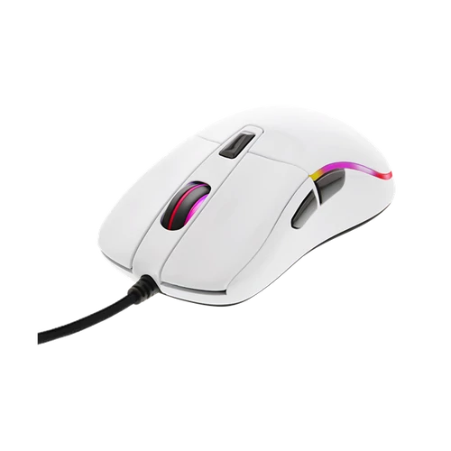 DELTACO GAMING Vezetékes Egér GAM-085-W, optical, RGB, PMW 3325 sensor, 5000 DPI, 1000 Hz, 1.8m cable, USB, glossy white