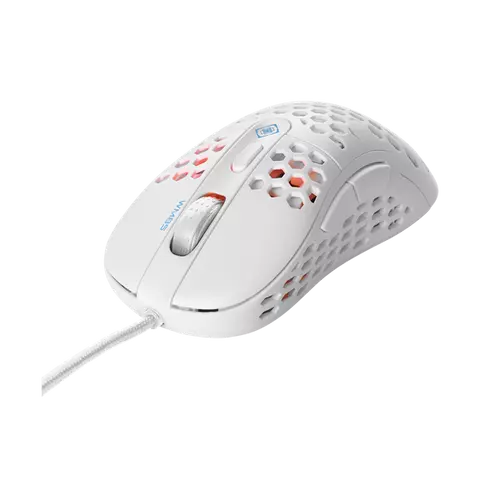 DELTACO GAMING Vezetékes Egér GAM-106-W, WM85 Ultra-light Gaming mouse, 65g weight, 400-6400 DPI, 1000 Hz, white