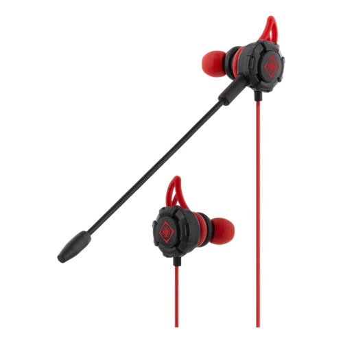 DELTACO GAMING Füllhallgató mikrofonnal GAM-076, In-Ear Gaming Headset, 30Hz-16kHz, removable mic, 1.2m cable, black/red