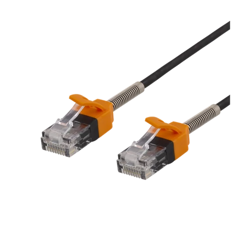 DELTACO GAMING Patch kábel GAM-035, Patch Cable 1m, Cat 6A U / UTP, 500MHz, metal spring strain relief, Black