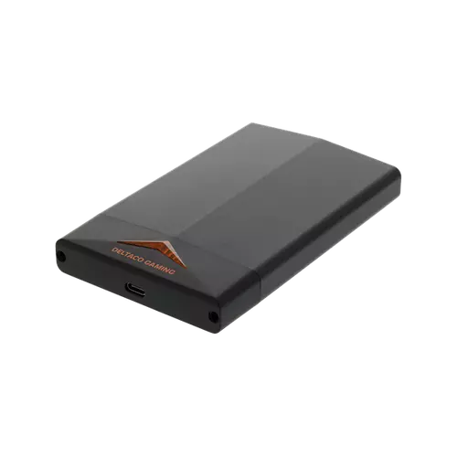 DELTACO GAMING SSD GAM-091, USB-C 3.1 Gen 2 2.5 "SATA / SSD Enclosure, Max 2TB HDD, Orange LED, Black