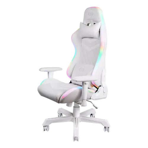 DELTACO GAMING WCH90 RGB Gaming chair in imitation leather, 332 different RGB modes, neck cushion, back cushion, white