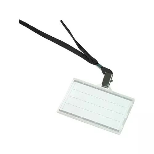 DONAU Azonosítókártya tartó, fekete nyakba akasztóval, 85x50 mm, műanyag,